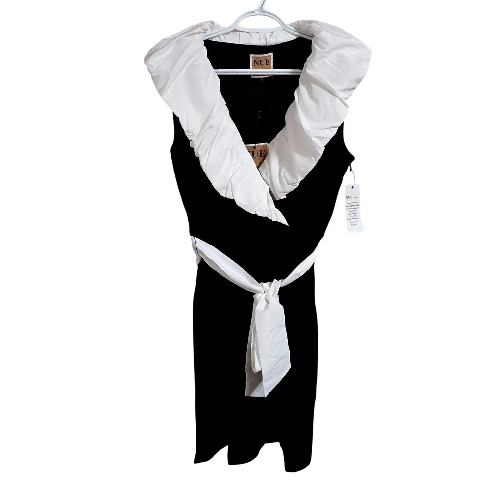 NUE by Shani Body Architecture Ruffle Collar Shapewear Dress‎ Gothic 12 NEW